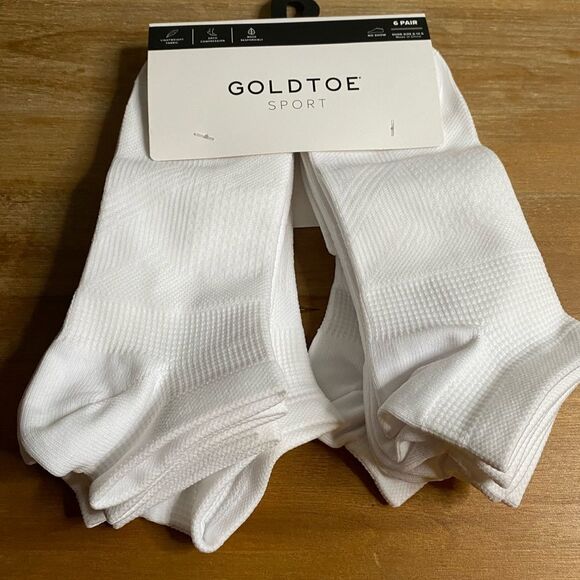 NWT GOLDTOE Men's White Nylon Lite No Show Socks, 6-Pairs Shoe Size 6-12 - Picture 5 of 8